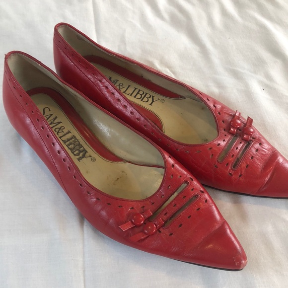 Sam & Libby Shoes - Vintage Sam and Libby Red Leather Pointed Toe Flat